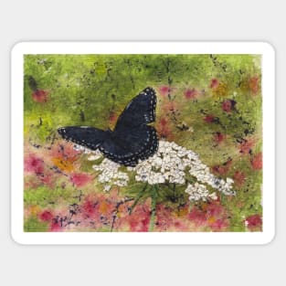 Red Spotted Purple Butterfly Watercolor and Ink Batik Sticker